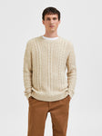 SLHHENRY LS KNIT CABLE CREW NECK W