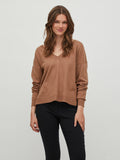 VICOMFY L/S REV V-NECK KNIT TOP/SU/PB