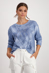 Pullover, indigo gemustert