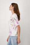 T-Shirt, lavender rose gemustert