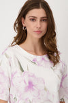 T-Shirt, lavender rose gemustert