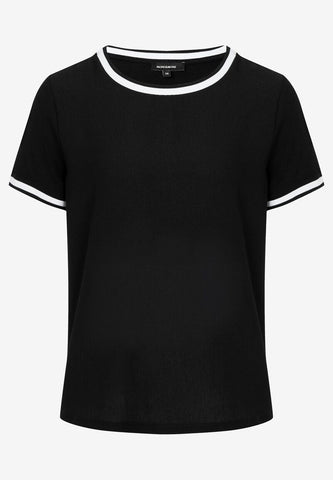 Blusenshirt mit Kontrastabschlüssen  schwarz/weiß  Frühjahrs-Kollektion