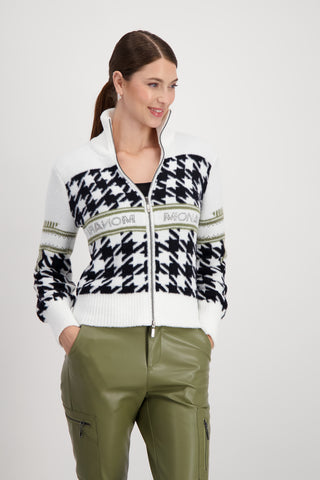 Strickjacke, off-white gemustert