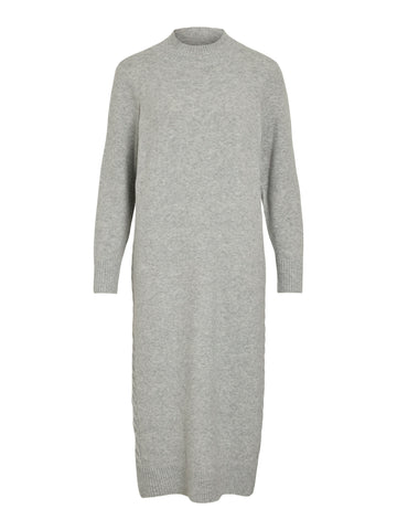 VIKIKU L/S HIGH NECK MIDI KNIT DRESS/PB