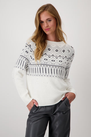 Pullover, off-white gemustert