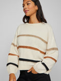 VINEEVA O-NECK L/S STRIPE KNIT TOP/R