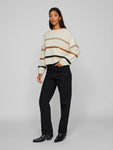 VINEEVA O-NECK L/S STRIPE KNIT TOP/R